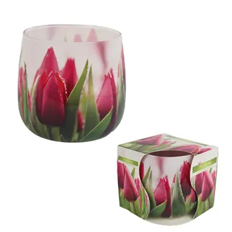 Candle in glass with foil scented FLOWERS, 100g