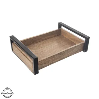 Tray wood/metal MANGO 31x22 cm small