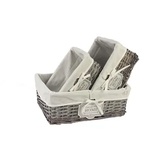 Basket with grey cloth, set of 3 P1378