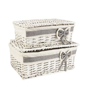 Wicker storage basket with lid, Set of 2 pcs. P0863