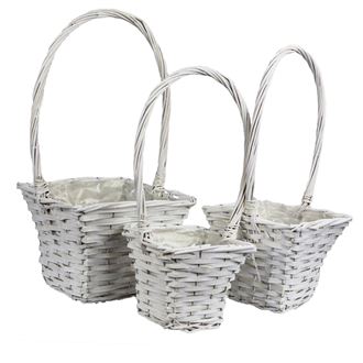 Square basket white, 3pcs  P0507-01