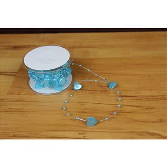 Decorative chain of pearl and heart beads 5 m blue 381849