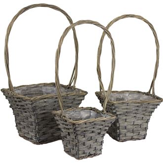 Basket square grey, 3pcs P0507