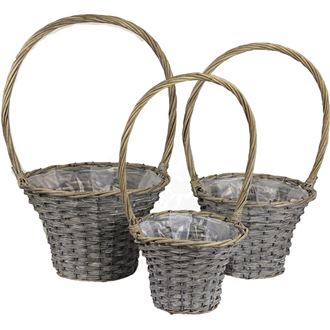 Round basket grey, 3pcs P0583-21