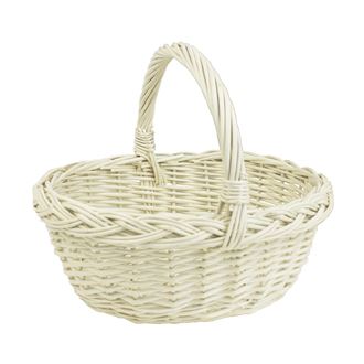 Oval basket with braid white 0520013-01