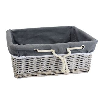 Grey basket with fabric large P0918/V