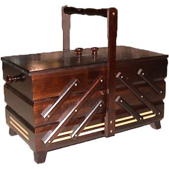 Sewing box dark brown, wooden, large 0960013