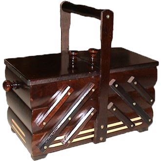 Sewing box dark brown wooden, small 0960007