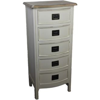 Wooden chest of drawers white, 5 drawers, D0092
