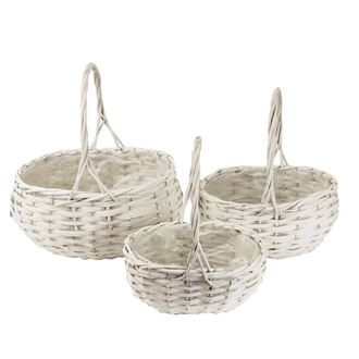 Basket oval white, 3pc P0509