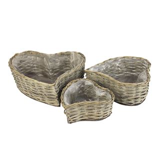 Basket heart with plastic grey, 3pcs P0415-21