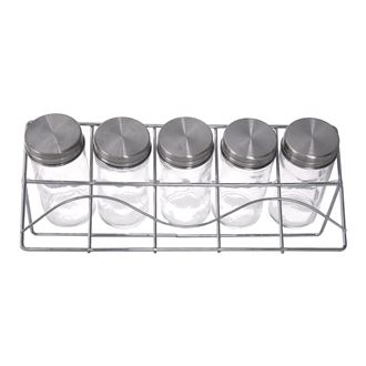 Spice glass / stainless steel 5 pieces + stand chrome MATT O0060