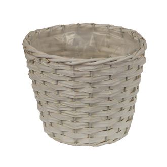Flower pot with plastic, white P0250