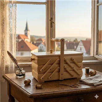 Sewing box wooden, small 0960005