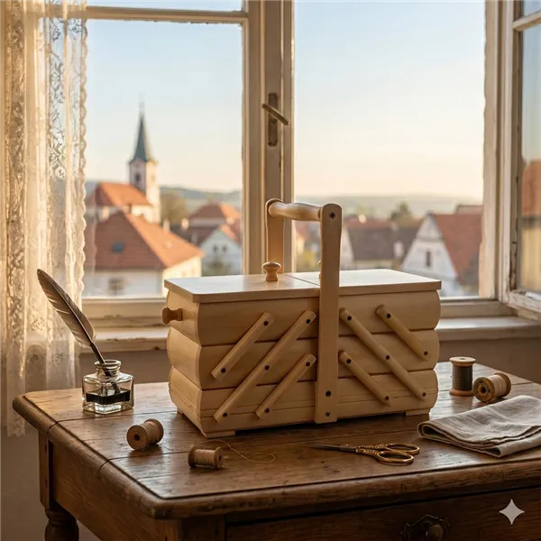 Sewing box wooden, small 0960005