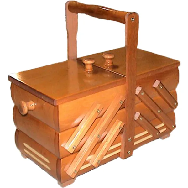 Sewing box light brown wooden, small 0960006