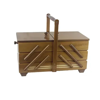 Sewing box light brown, wooden, large 0960012