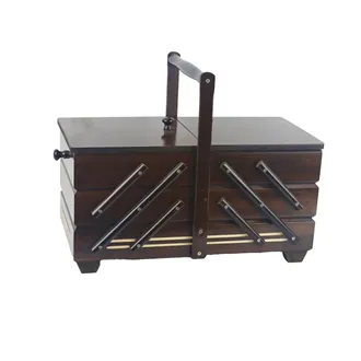 Sewing box dark brown, wooden, large 0960013