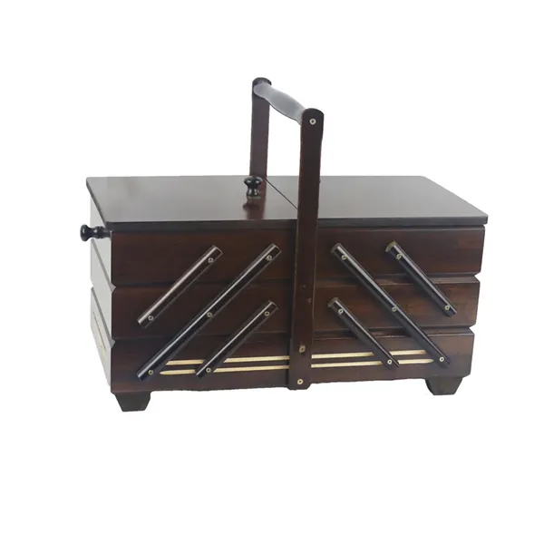 Sewing box dark brown, wooden, large 0960013