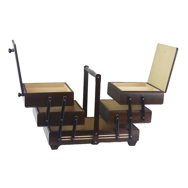 Sewing box dark brown, wooden, large 0960013