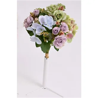 bouquet of mini roses, hydrangea 35 cm PURPLE GREEN BLUE