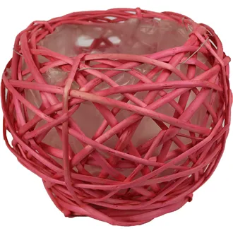 Flower pot with plastic, round pink 381606