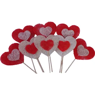 Double heart on stick 10 Pcs. 381957