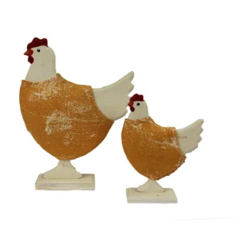 Wooden hen with cloth 2 Pcs. D0123