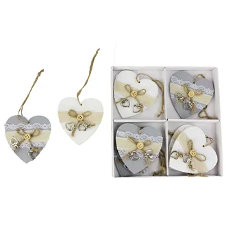 Wooden dekoration heart, 8pcs D0503