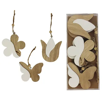 Wooden spring decoration 6 pcs D1435