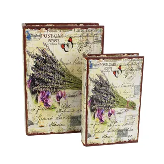 Wooden book Lavender, 2pcs D1616