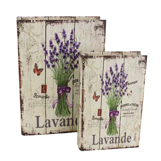 Wooden book Lavender, 2pcs D1619