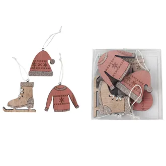 Christmas decorations pink 6 pcs D1767