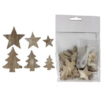 Wooden Decoration 12 pcs Bag D1808