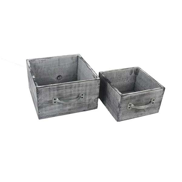 Wooden planter, 2pcs D3528/S2 