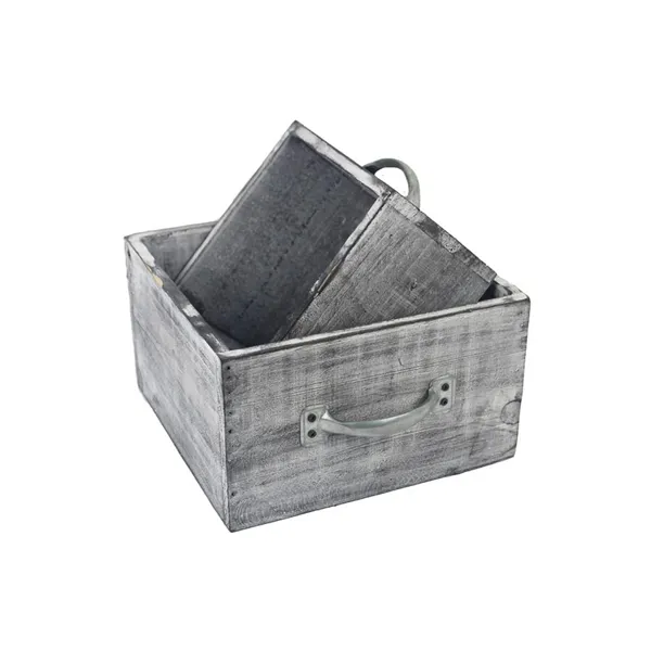 Wooden planter, 2pcs D3528/S2 