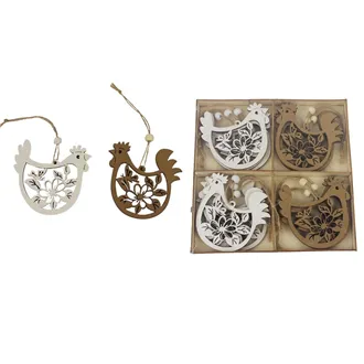 Hens for hanging, 12 pcs D4052 