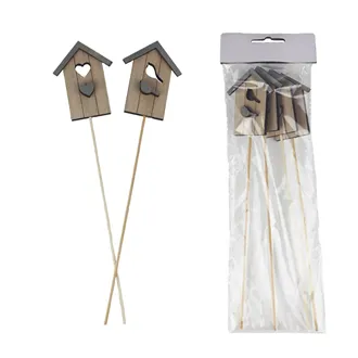 Birdhouse on stick, 4 pcs D4824