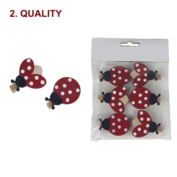 Ladybugs on a clip, 6 pcs B quality  D5276-08