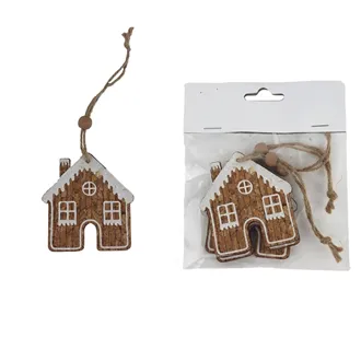 Decorative gingerbread house for hanging, 3 pcs D5692