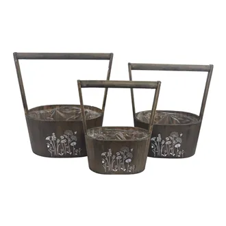 Planter with plastic lining, S/3 D5967