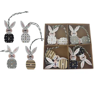 Hare hanging decoration, 8 pcs D6108