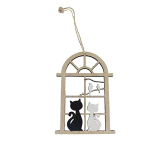 Decoration window with cats for hanging D6150/1