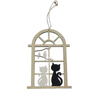 Decoration window with cats for hanging D6150/2