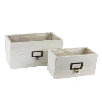 Plant box with plastic liner, 2 pcs D6245-01