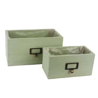 Plant box with plastic liner, 2 pcs D6245-15