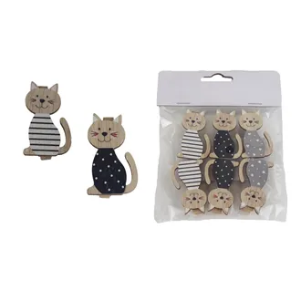 Cat decorative peg, 6 pcs D6785