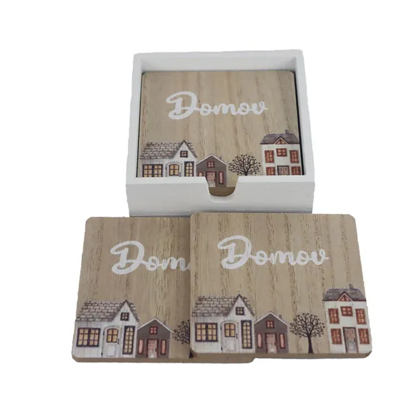 Wooden coasters, 6 pcs D6796