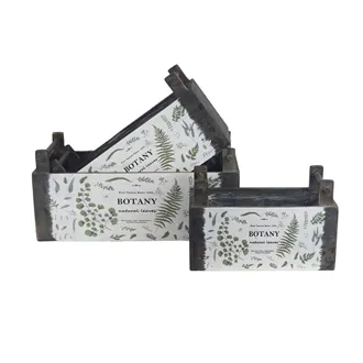 Wooden planter with plastic lining, S/3 D7071