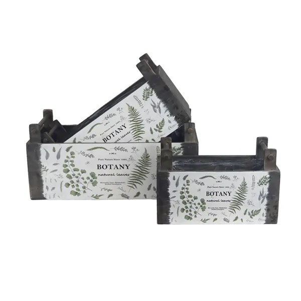 Wooden planter with plastic lining, S/3 D7071